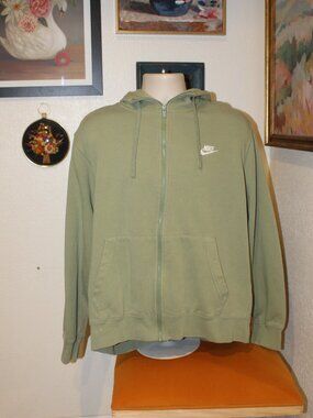 Nike Sage Green Full Zip Hoodie Men’s XL Embroidered Swoosh